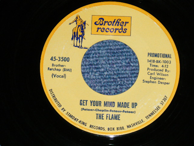 画像: The FLAME - SEE THE LIGHT : GET YOUR MIND MADE UP : Produced by CARL WILSON of The BEACH BOYS  ( Ex+++/Ex+++)   / 1970 US AMERICA ORIGINAL "PROMO" Used  7" Single 