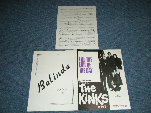 画像: The KINKS - TILL THE END OF THE DAY:SHEET MUSIC  / 1965? UK ENGLAND ORIGINAL? Used SHEET MUSIC  