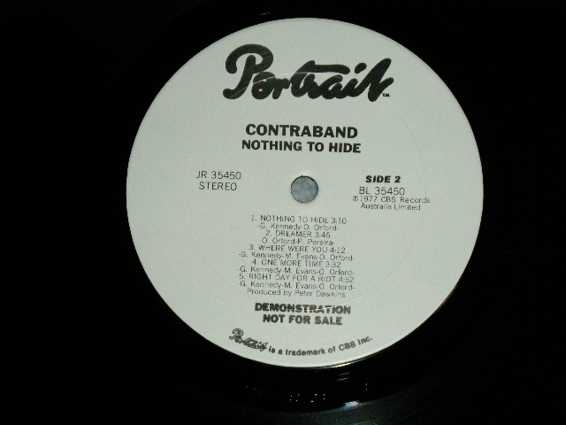 画像: CONTRABAND ( AUSTRALIAN OZ HARD ROCK : with MARK EVANS of AC/DC ) - NOTHING TO HIDE ( Ex++/Ex+++ )  /  1977  US AMERICA ORIGINAL "WHITE LABEL PROMO" Used  LP 