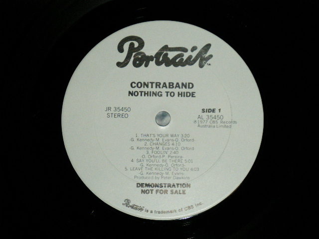 画像: CONTRABAND ( AUSTRALIAN OZ HARD ROCK : with MARK EVANS of AC/DC ) - NOTHING TO HIDE ( Ex++/Ex+++ )  /  1977  US AMERICA ORIGINAL "WHITE LABEL PROMO" Used  LP 