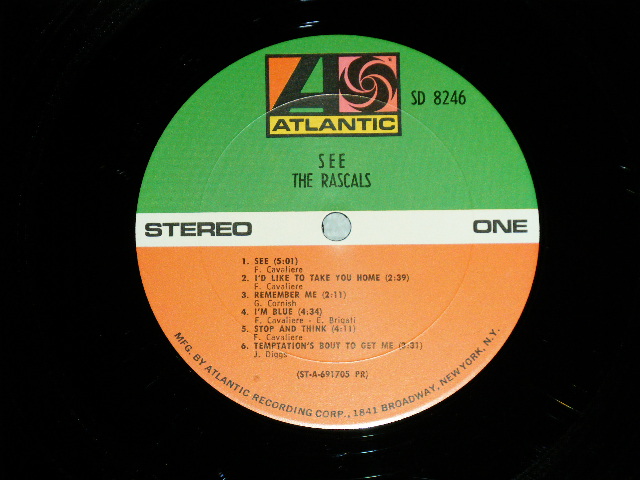 画像: THE RASCALS - SEE :With INSERTS!!  (Matrix # 1A CTH / 1A CTH  ) ( Ex+++/Ex+++) / 1969 US ORIGINAL '"1841 BROADWAY" Label  Used  LP 