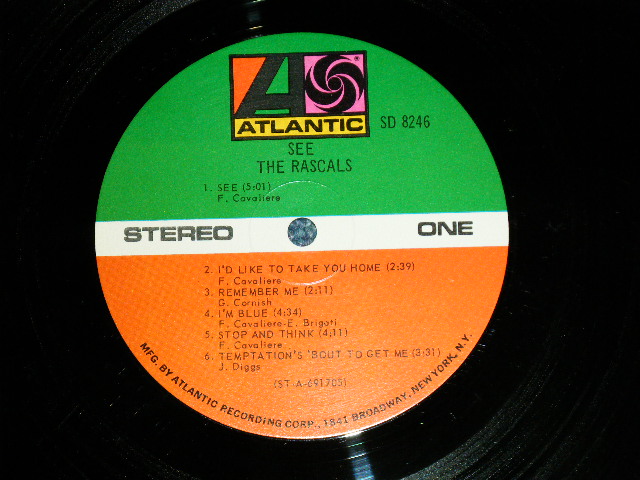 画像: THE RASCALS - SEE :With INSERTS!!  (Matrix # STA-691705-2S (TYPING) / STA-691706-1S ( Hand Writing) ) ( Ex+++/MINT-) / 1969 US ORIGINAL '"1841 BROADWAY" Label  Used  LP 