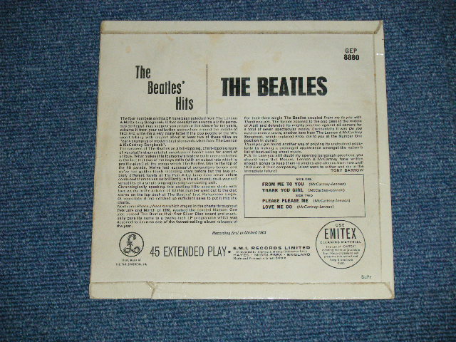 画像: THE BEATLES -　THE BEATLES' HITS (The PARLOPHONE Credt on Label Ring) ( Matrix # 2N/1N )  ( Ex+/Ex++ ) / 1963 UK ORIGINAL MONO Used 7"EP With PICTUER SLEEVE