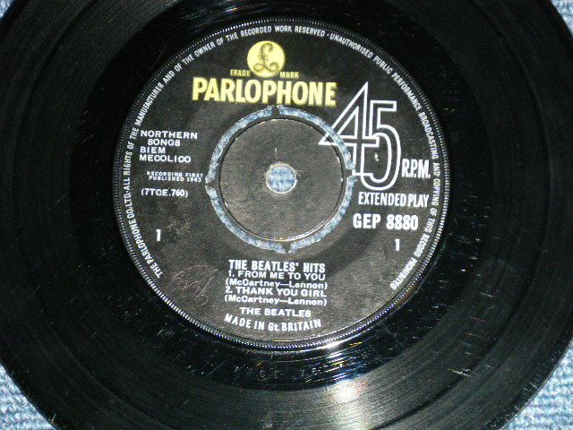 画像: THE BEATLES -　THE BEATLES' HITS (The PARLOPHONE Credt on Label Ring) ( Matrix # 2N/1N )  ( Ｐoor /Ex+ ) / 1963 UK ORIGINAL MONO Used 7"EP With PICTUER SLEEVE