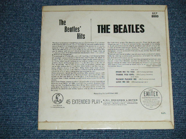 画像: THE BEATLES -　THE BEATLES' HITS (The PARLOPHONE Credt on Label Ring) ( Matrix # 2N/1N : #KT" on B-SIDE LABEL )  ( Ex++/Ex+++ Looks:Ex++) / 1963 UK ORIGINAL MONO Used 7"EP With PICTUER SLEEVE