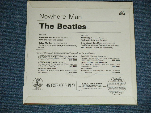 画像: THE BEATLES - NOWHERE MAN (The GRAMOPHONE Credt on Label Ring : "KT" Credit on SIDE-A Labe+ ) ( Matrix # 1/1 )  ( Ex+++,Ex++/Ex+++) / 1965 UK ORIGINAL MONO Used 7"EP With PICTUER SLEEVE