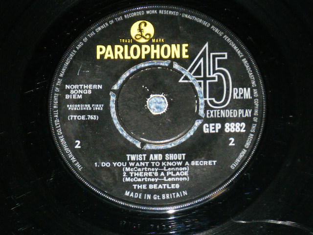 画像: THE BEATLES -　TWIST and SHOUT (The PARLOPHONE Credt on Label Ring) ( Matrix # 2N/1N : #KT" on B-SIDE LABEL )  ( Ex/Ex) / 1963 UK ORIGINAL MONO Used 7"EP With PICTUER SLEEVE