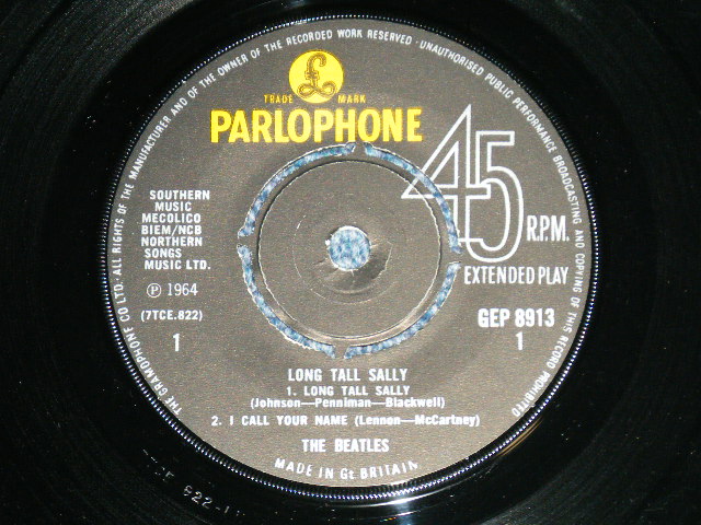 画像: THE BEATLES - LONG TALL SALLY (The PARLOPHONE Credt on Label Ring   ) ( Matrix # 1N/1N)  ( Ex+/Ex ) / 1964 UK ORIGINAL MONO Used 7"EP With PICTUER SLEEVE