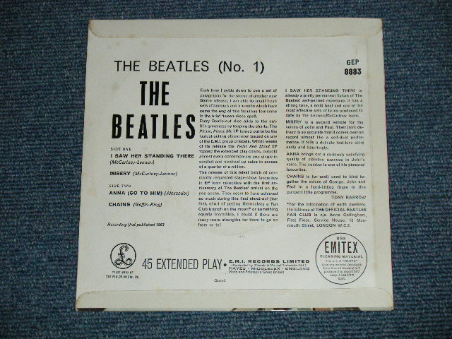 画像: THE BEATLES -No.1 (The PARLOPHONE Credt on Label Ring) ( Matrix # 1N/1N)  ( Ex++/A)Ex+++,B)Ex++) / 1963 UK ORIGINAL MONO Used 7"EP With PICTUER SLEEVE