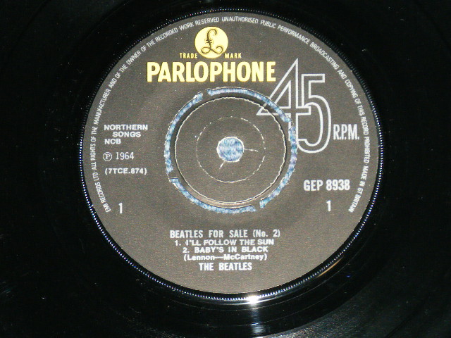 画像: THE BEATLES - FOR SALE No.2 ( EMI RECORDS LTD. Credt on Label Ring   ) ( Matrix # 2/2 )  ( Ex++/MINT- ) / 196? UK  MONO Used 7"EP With PICTUER SLEEVE
