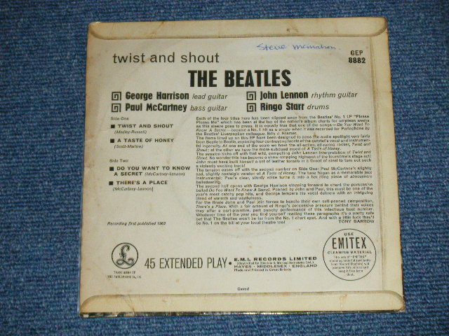 画像: THE BEATLES -　TWIST and SHOUT ( EMI RECORDS LTD. Credt on Label Ring) ( Matrix # 2N/1N)  ( Ex-/Ex  A-1:POOR   SKIP ) / 1963 UK ORIGINAL? MONO Used 7"EP With PICTUER SLEEVE