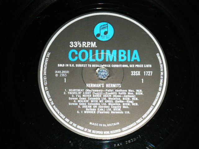 画像: HERMAN'S HERMITS - HERMAN'S HERMITS  ( Ex++/Ex++  B-2:Ex-) / 1964 UK ENGLAND  ORIGINAL " BLUE Columbia Label"  MONO Used LP
