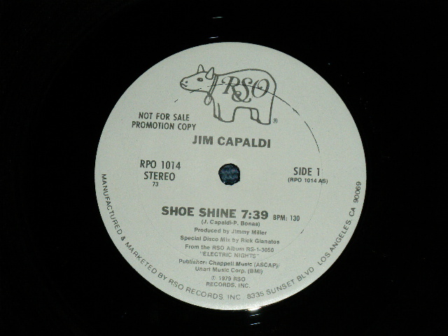 画像: JIM CAPALDI (of TRAFFIC) - SHOE SHINE (from Album "ELECTRICNIGHTS" SPECIAL DISCO MIX) (Ex+/MINT-)  / 1979 US AMERICA ORIGINAL "PROMO ONLY" Used 12" Single  Used 