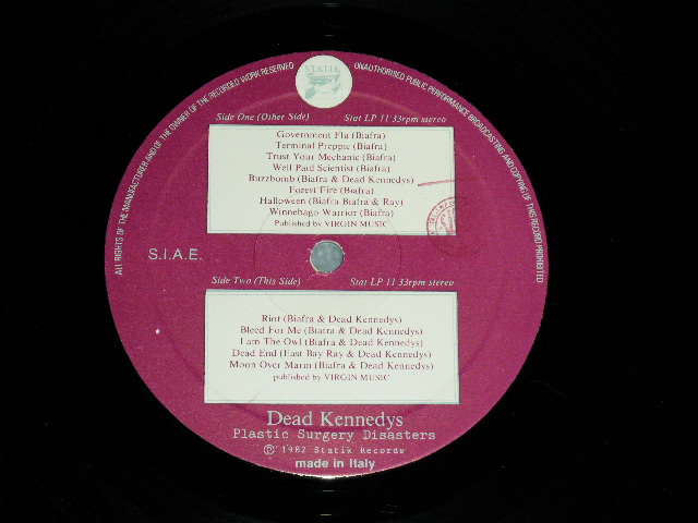 画像: DEAD KENNEDYS - PLASTIC SURGERY DISASTERS (With 28 Page BOOKLET ) ( Ex-/MINT-)  / 1982 ITALY  ITALIA  ORIGINAL Used  LP 
