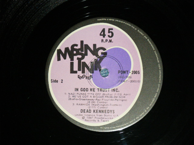 画像: DEAD KENNEDYS -  IN GOD WE TRUST INC ( Ex++/Ex+++)  / 1981 UK ENGLAND ORIGINAL Used 45 rpm 12" EP 