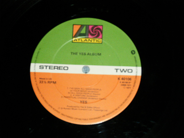 画像: YES -  THE YES ALBUM   ( Matrix # A-3 / B-4) ( Ex+/Ex+++ Looks:Ex++)   / 197?  UK ENGLAND REISSUE " RED & GREEN Label" Used LP  
