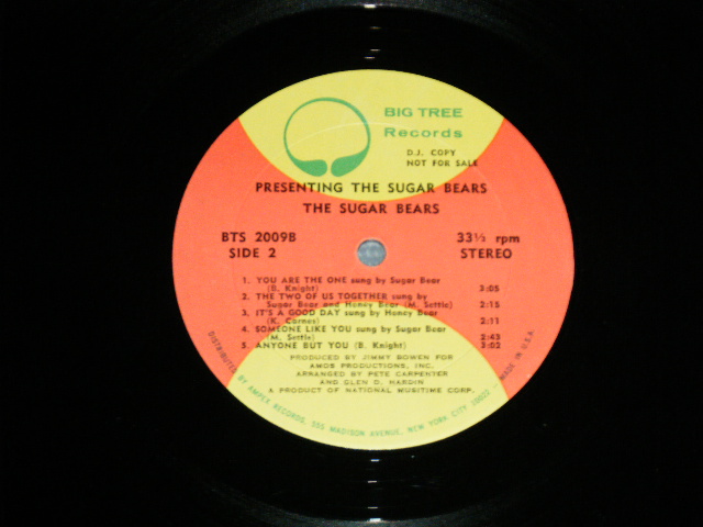 画像: The SUGAR BEARS ( With KIM CARNES ,Produced by JIMMY BOWEN)  - PRESENTING THE SUGAR BEARS   ( Ex-/Ex+ Looks:Ex) / 1972  US AMERICA ORIGINAL Used LP