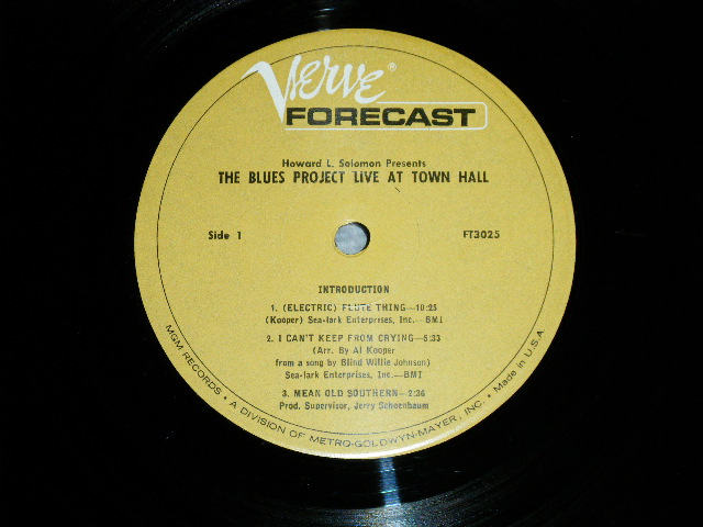 画像: THE BLUES  PROJECT - LIVE AT TOWN HALL ( Ex,Ex+/MINT- ) / 1967 US AMERICA ORIGINAL MONO Used LP 