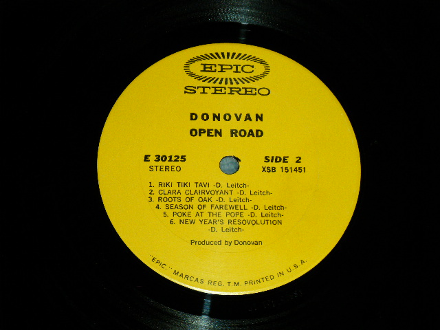 画像: DONOVAN - OPEN ROAD ( Ex/Ex+,Ex+++ )  / 1970  US AMERICA ORIGINAL  Used LP
