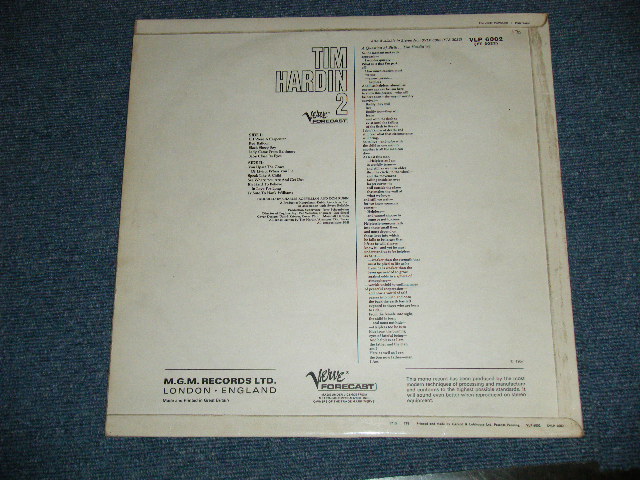 画像: TIM HARDIN - 2  ( Matrix # A-2/B-1 )  ( Ex++/Ex+++ Looks:Ex+ ) / 1967 UK ENGLAND ORIGINAL MONO  Used LP 