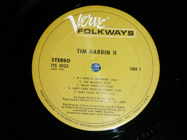 画像: TIM HARDIN - 2  ( Ex+++/MINT- ) / 1967 US AMERICA ORIGINAL 1st Press Label & 2nd Press"SEAL on FRONT" COVER  STEREO Used LP 