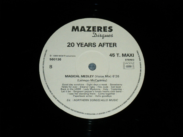 画像: 20 YEARS AFTER - MAGICAL MEDLEY ( Ex-/Ex+++ ) / 1988 FRENCH FRANCE ORIGINAL Used 12" 