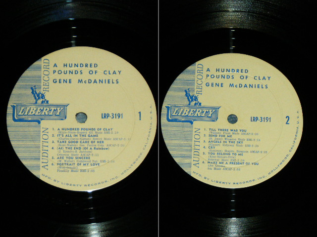 画像: GENE McDANIELS (EUGENE MCDANIELS  ) -100 LBS. OF CLAY! / 1961 US AMERICA ORIGINAL "Audition Label PROMO" MONO Used LP 