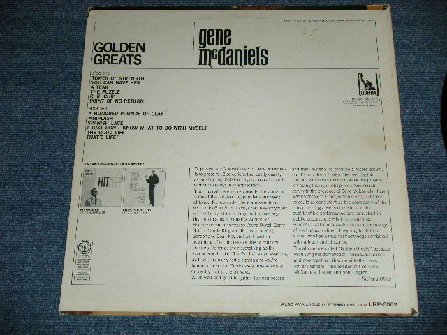 画像: GENE McDANIELS (EUGENE MCDANIELS  ) - GOLDEN GREATS ( Ex-/Ex+++ )  / 1966  US AMERICA ORIGINAL  MONO Used LP   