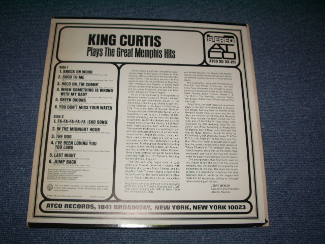 画像: KING CURTIS - PLAYS THE GREAT MEMPHIS HITS / 1967 US ORIGINAL Stereo LP 