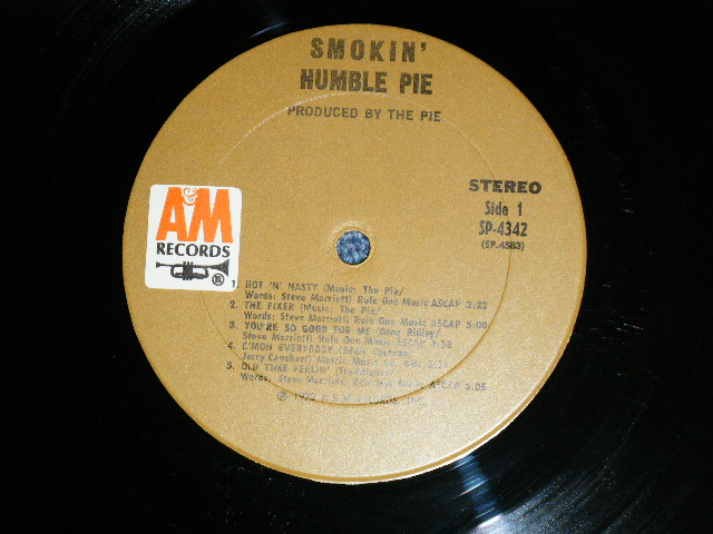 画像: HUMBLE PIE - SMOKIN' (Matrix # P1/(RE-1)-P4 )  ( Ex/Ex+++ )   / 1973 US AMERICA  ORIGINAL "BROWN Label" Used LP