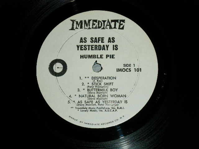 画像: HUMBLE PIE - AS SAFE AS YESTERDAY IS (Matrix # A-1 A4/B-1 A2 )  ( MINT-/MINT-)   / 1969 US AMERICA  ORIGINAL    Used LP 