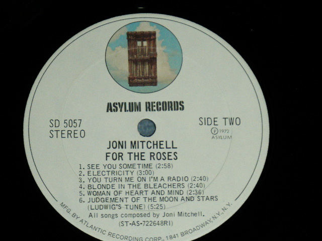 画像: JONI MITCHELL  - FOR THE ROSES ( "ST-AS-722647 R1"on Label) (Matrix #  ST-AS-722647-BBB 1 / ST-AS-722648-AAA  PR)  (Ex+/Ex++ ) / 1972 US AMERICA ORIGINAL "1st Press  Label"  Used LP 