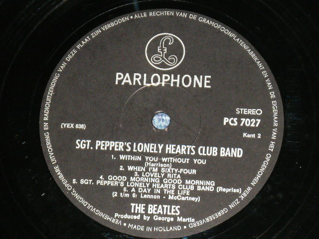 画像: The BEATLES -  SGT.PEPPERS LONELY HEARTS CLUB BAND  ( Matrix # S-YEX 637-1-/S-YEX 638-1) ( MINT-/MINT  ) / 1967 HOLLAND ORIGINAL 1st Press "HOLLAND DISC + UK ENGLAND JACKET" STEREO Used LP 