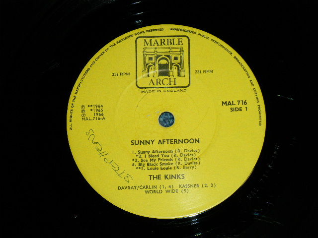 画像: THE KINKS - SUNNY AFTERNOON ( Ex++/Ex++) / 1967 UK ENGLAND ORIGINAL MONO Used LP 