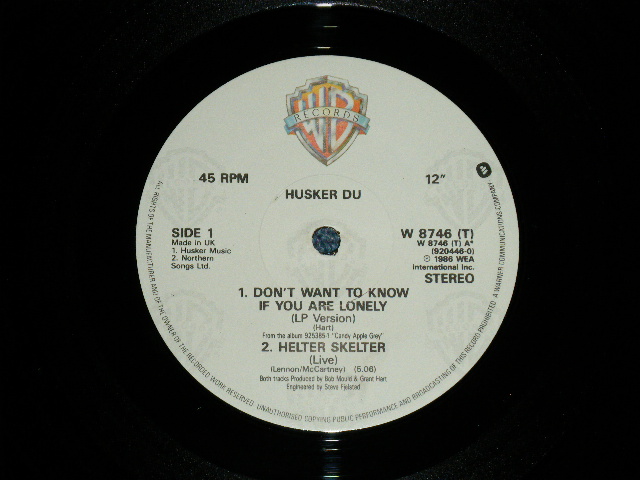 画像: HUSKER DU -  DON'T WANT TO KNOW IF YOU ARE LONELY  ( Ex+++MINT-)   / 1986 UK ENGLAND  ORIGINAL Used  12"