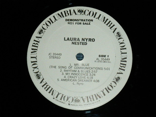 画像: LAURA NYRO -  NESTED  ( Matrix # A:1B / B:1A)( Ex+/MINT-)   /  1978  US AMERICA ORIGINAL "WHITE LABEL PROMO" Used LP