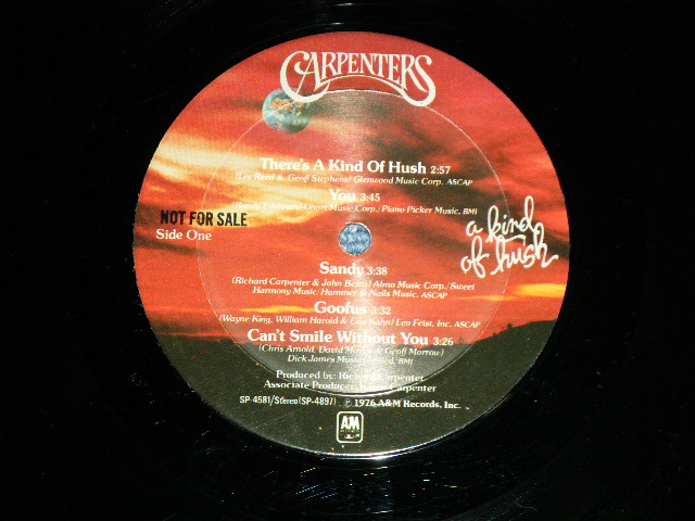 画像: CARPENTERS - A KIND OF HUSH  ( Matrix No. AM  SP 4897 M3 △20973(3) /  AM SP 4898  M3 △20973-X(5)  )(Ex+/Ex+++,Ex+) With ORIGINAL INNER SLEEVE  /  1976 US AMERICA ORIGINAL "PROMO"  Used  LP 