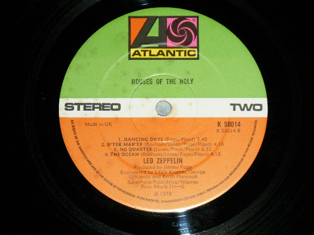 画像: LED ZEPPELIN - HOUSES OF THE HOLY ( Matrix Number A) A2/B2 ) ( Ex++/Ex :  A-2 Poor Jump)  / 1973 UK ENGLAND ORIGINAL Used LP 