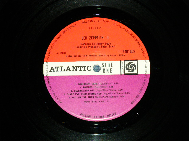 画像:  LED ZEPPELIN -  III  ( Matrix Number A) 2401002 A-5 / B)2401002 B-5 )  ( Ex++/Ex+++ B-1: Ex++)  / 1971 UK ENGLAND  ORIGINAL "1st Press RED & PLUM Label"  Used LP  