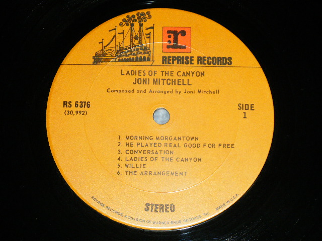 画像: JONI MITCHELL  - LADIES OF THE CANYON (Matrix # A) RS-6376  30992   B) RS-6376  30993-6 BG)  "TERRE HAUTE Press"(Ex+/MINT- EDSP)  / 1970  US AMERICA ORIGINAL "BROWN wth "r" Logo On Top Label" Used LP
