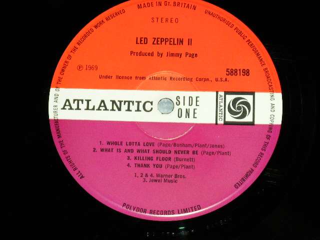 画像: LED ZEPPELIN - LED ZEPPELIN II ( 1st Press RED & PLUM Label) ( Matrix Number A) 588198 A//6▽420 1 1 : B) 588198 ▽B//4  11 1 1 ) ( Ex++/Ex++)  / 1969 UK ENGLAND ORIGINAL "1st Press Label"Used LP 
