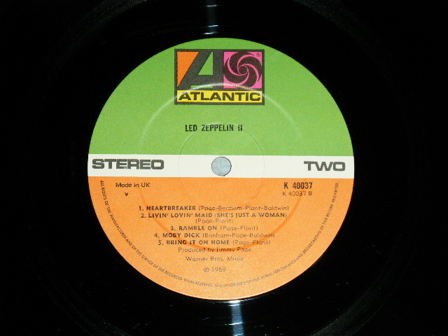 画像: LED ZEPPELIN -  II ( Matrix Number A)K-40037-A1/B)K-40037-B3 )( Ex+/Ex++)  / 1970's UK ENGLAND REISSUE Used LP 