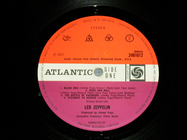 画像:  LED ZEPPELIN -  IV 4  ( Matrix Number A) PECKO DUCK  A //3 11  3 / B)PORKY  B // 3  11 )( Ex/Ex++ A-3:VG+++ )  / 1971 UK ENGLAND ORIGINAL "RED & PLUM Label"   Used LP  