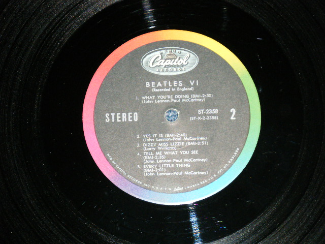 画像: The BEATLES - BEATLES VI ( Matrix # ST-1-2358- B 14 / ST-2-2358-B 14 )  ( Ex++/Ex+++ Looks:Ex++) / 1965 US AMERICA "2nd Press Back Cover" " 1st Press BLACK with RAINBOW Label" STEREO Used LP 