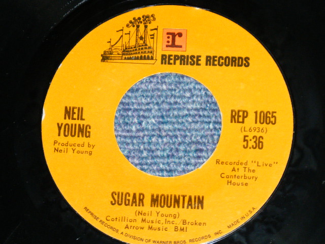 画像: NEIL YOUNG   -  HEART OF GOLD : SUGAR MOUNTAIN  (Ex+++/Ex+++ ) / 1971 US AMERICA ORIGINAL1st press "Without Reference to 'HARVEST' LP on Label"  Used 7" 