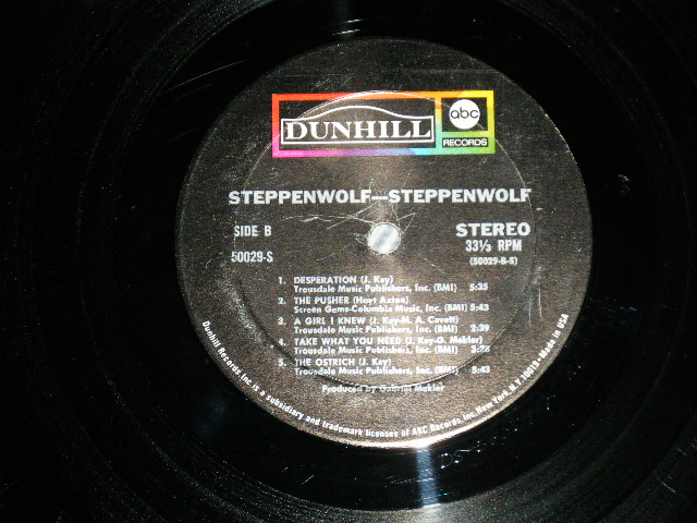 画像: STEPPENWOLF - 1st Debut Album STEPPENWOLF (Matrix # A △11451 / B-RE △11451-X )  ( 2nd Press With TITLE COVER Front Cover )  (Ex++/Ex+++ ) / 1968 US ORIGINAL " 2nd Press With TITLE COVER Front Cover" Used  LP 