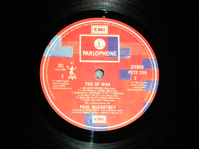 画像: PAUL McCARTNEY of THE BEATLES  - TUG OF WAR ( Matrix # 7U/8U)  ( Ex++/Ex+++)  / 1982  UK ENGLAND  ORIGINAL Used  LP