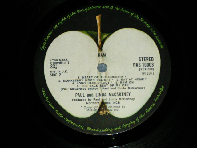 画像: PAUL McCARTNEY of THE BEATLES  -RAM ( Matrix # 1/1 )  ( Ex++/Ex+++)  / 1971  UK ENGLAND  ORIGINAL Used  LP