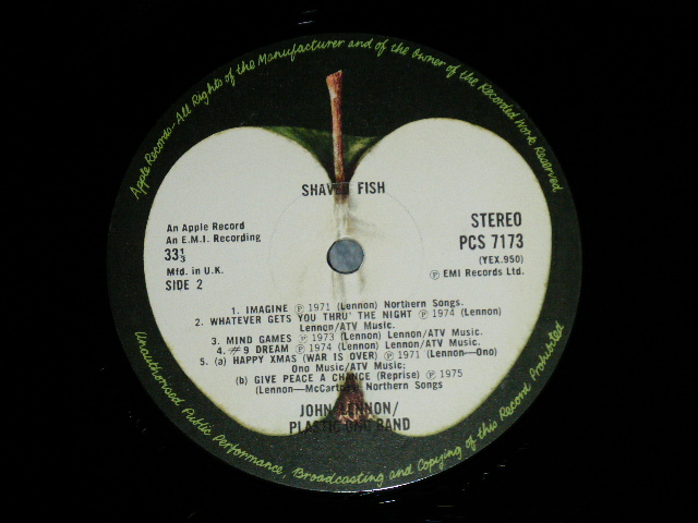 画像: JOHN LENNON of THE BEATLES - SHAVED FISH ( Matrix # 3/2 )(Ex++/MINT- )   / 1978 UK ENGLAND ORIGINAL Used LP 