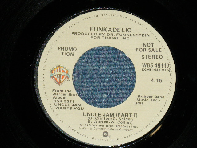 画像: FUNKADELIC - UNCLE JAM  ( PROMO Only  SAME FLIP MONO & STEREO ) ( MINT-/MINT-)  / 1979 US AMERICA ORIGINAL"PROMO ONLY"  Used 7" Single 